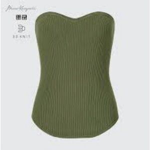 Uniqlo x Mame Kurogouchi 3D Knit Souffle Yarn Ribbed Bustier (Smooth) Olive